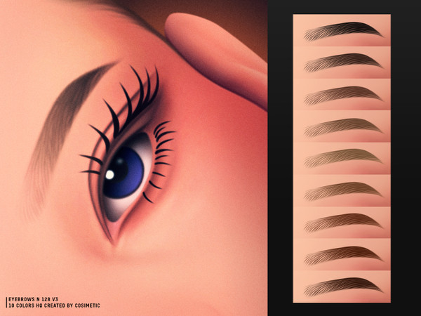 Sims 4 — Thin Eyebrows N128 V3 by cosimetic — - Female