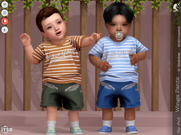 Sims 4 — Wings Pants- Infant by KaTPurpura — Solid color shorts with wing details
