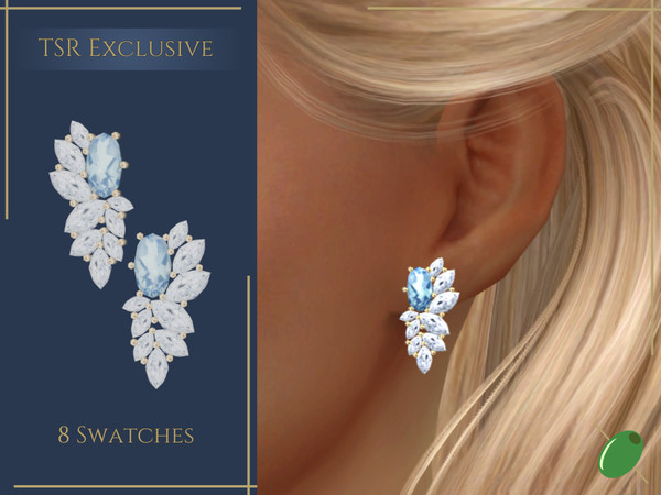 Sims 4 — Thalia Earrings by Pitted0live — Multi diamond bridal earrings Custom catalog image