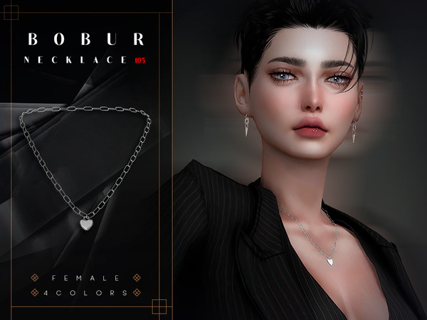 Sims 4 — Chain Necklace with pendant by Bobur2 — Chain Necklace with heart shaped pendant for female 4 colors I hope you