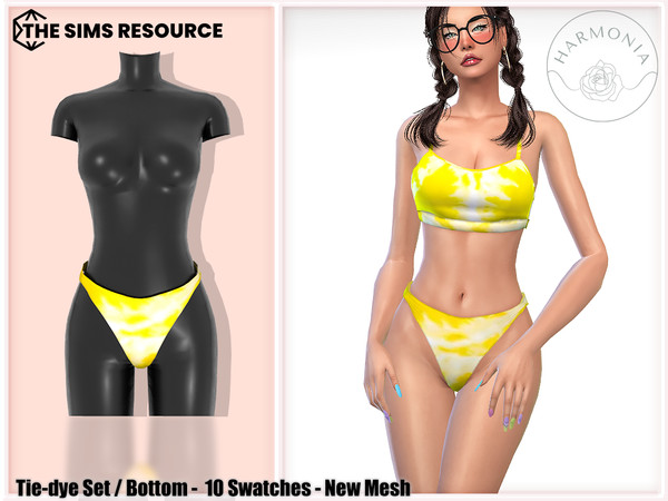 Sims 4 — Tie-dye Set Bottom by Harmonia — New Mesh