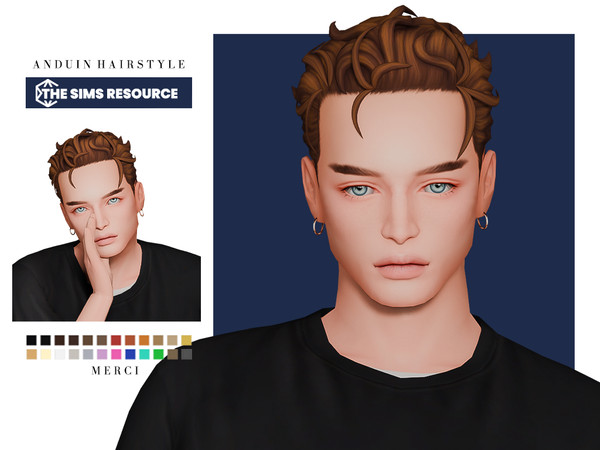 Sims 4 — Anduin Hairstyle by -Merci- — New Maxis Match Hairstyle for the Sims4. -24 EA Colours.
