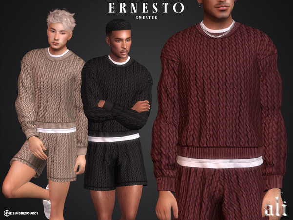 Sims 4 — ERNESTO sweater by ali1 — Knitted Sweater