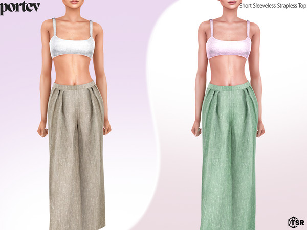 Sims 4 — Short Sleeveless Strapless Top by portev — new Mesh 5 colors