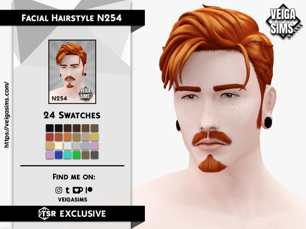 Sims 4 — Facial Hair Style N254 by David_Mtv2 — All maxis colors (24 colors).