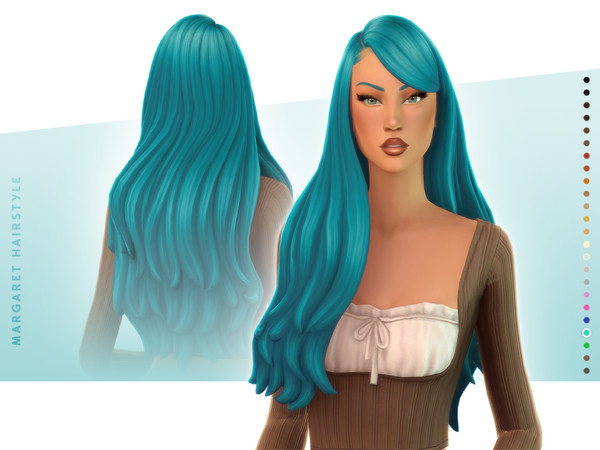 Sims 4 — Margaret Hairstyle - Style 2 by simcelebrity00 — This super long length side parted hairstyle comes in the 24 EA
