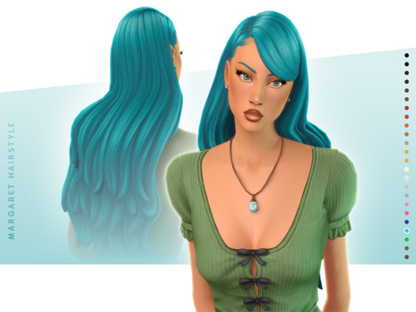 Sims 4 — Margaret Hairstyle - Style 3 by simcelebrity00 — This super long length side parted hairstyle comes in the 24 EA