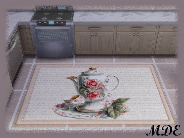 Sims 4 — Kitchen Rug Series - Tea Time by MDE — Tea Time kitchen rugs will add elegance to your kitchen.