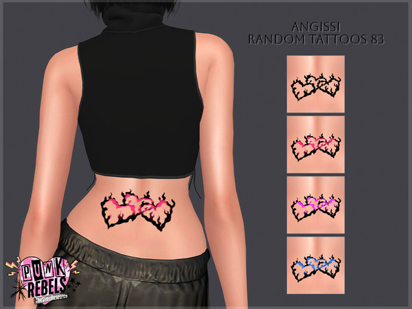 Sims 4 — Random tattoos 83 by ANGISSI — PREVIEWS MADE USING HQ MOD 4 colors