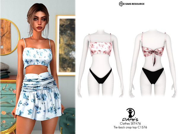 Sims 4 — Clothes SET476 - Tie-back crop top C1576 by Daph's — 5 Swatches