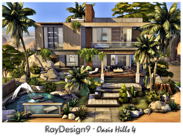 Sims 4 — Oasis Hills 4 by RayDesign9 — I build this house in Oasis Spring, 40x30 lot size with 2 floors. This house has :