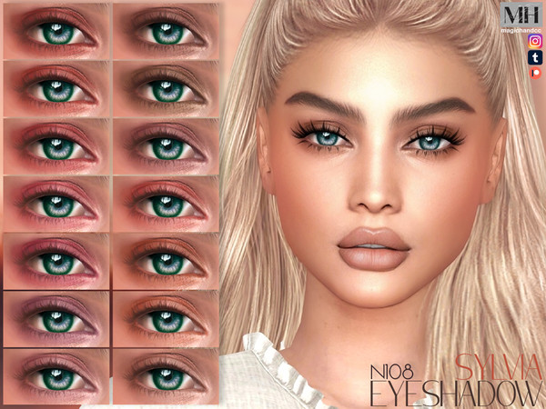 Sims 4 — Sylvia Eyeshadow N108 by MagicHand — Warm Matte Shadow Palette in 16 colors - HQ Compatible.