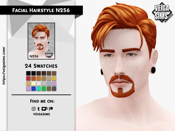 Sims 4 — Facial Hair Style N256 by David_Mtv2 — All maxis colors (24 colors).
