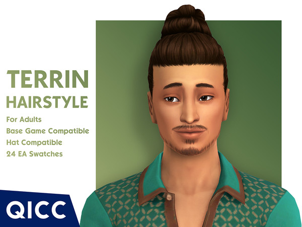 Sims 4 — Terrin Hair by qicc — A messy high bun hairstyle. - Maxis Match