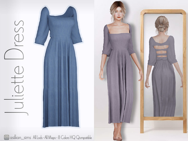 Sims 4 — Juliette Dress - ACN 626 by Asilkan — - 8 Colors
