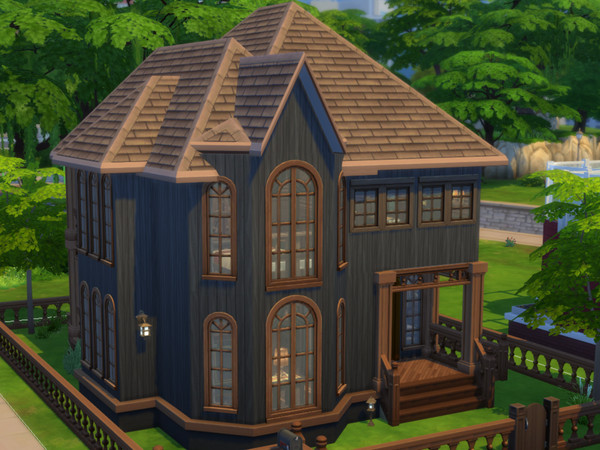 Sims 4 — Night wood simplistic Lot No CC needed by Zina-lu2 — Simplistic home with wood, warm light and dampened colors