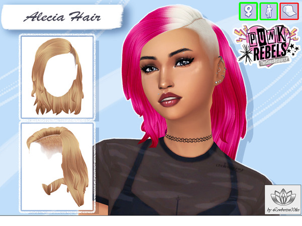 Sims 4 — (Lewbertsn00tles) Alecia Hair V1 (Colourful).package by Lewbertsn00tles — A long wispy hairstyle with a shaved