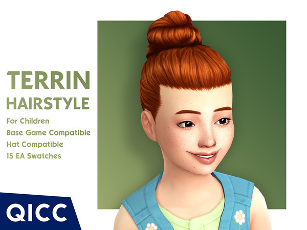 Sims 4 — Terrin Hair by qicc — A messy high bun hairstyle. - Maxis Match