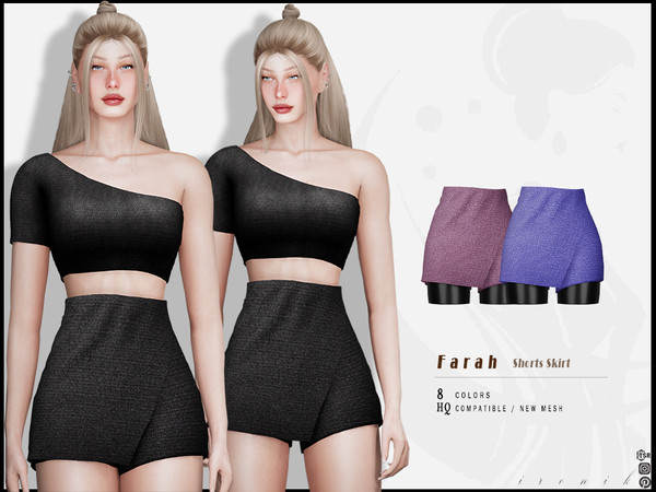 Sims 4 — Farah SET - Shorts Skirt by _ironik_ — -8 Colors
