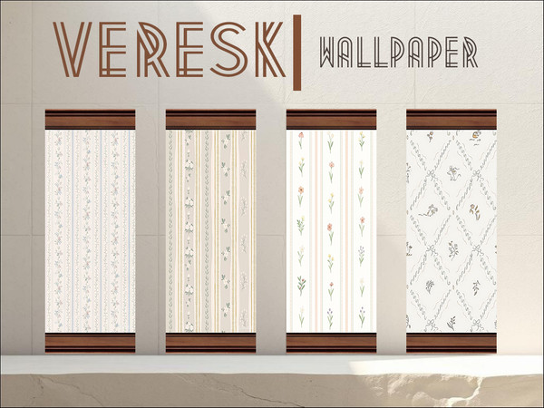 Sims 4 — [Veresk] Delicate wallpaper with flowers by Veresk_Veresk — This is a collection of four different wallpapers,