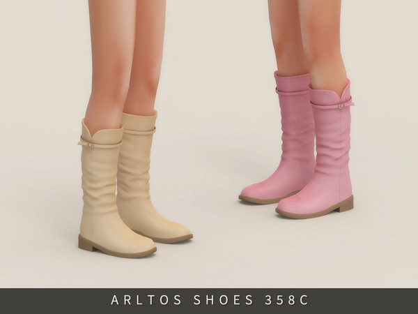 Sims 4 — Leather boots Child by Arltos — 14 colors.