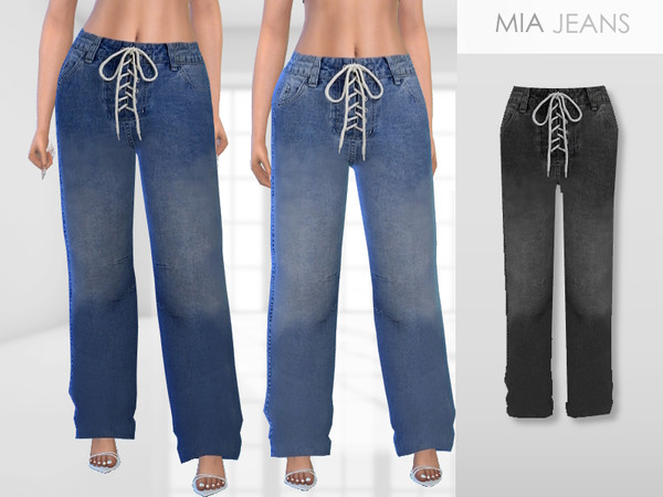 Sims 4 — Mia Jeans by Puresim — Denim jeans in 3 swatches.