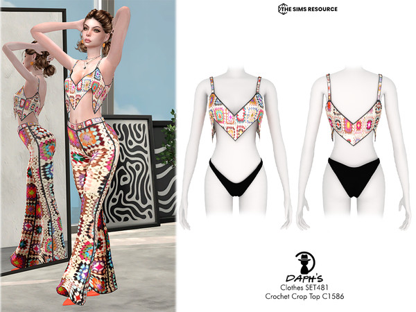 Sims 4 — Clothes SET481 - Crochet Crop Top C1586 by Daph's — 4 Swatches