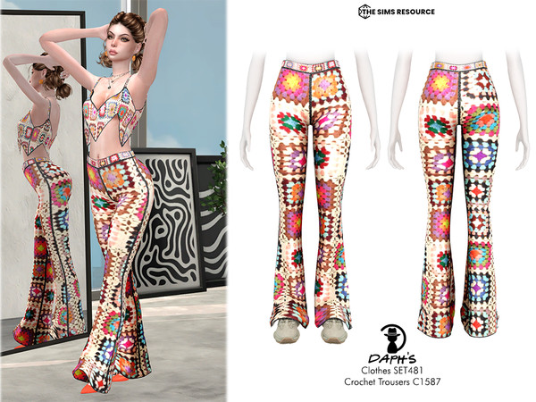 Sims 4 — Clothes SET481 - Crochet Trousers C1587 by Daph's — 4 Swatches