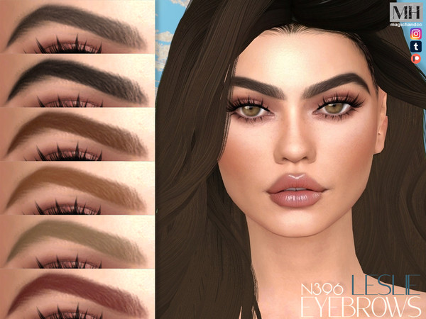 Sims 4 — Leslie Eyebrows N396 by MagicHand — Sculpted Power brows in 13 colors - HQ Compatible.