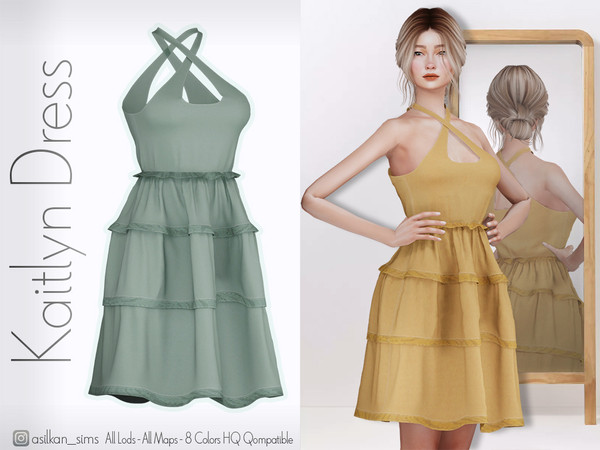 Sims 4 — Kaitlyn Dress - ACN 628 by Asilkan — - 8 Colors