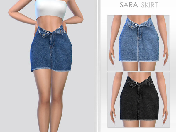 Sims 4 — Sara Skirt by Puresim — Denim skirt in 4 swatches