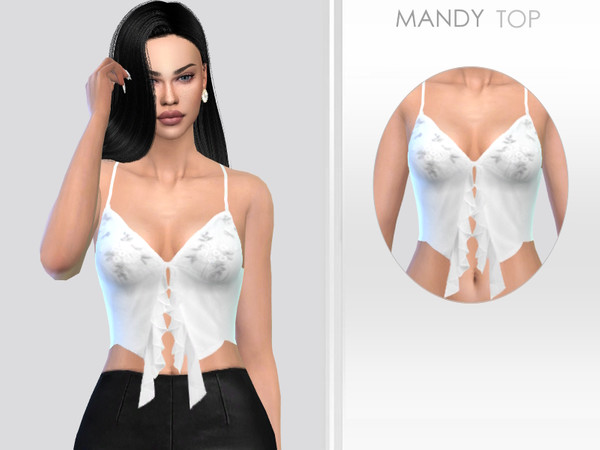 Sims 4 — Mandy Top by Puresim — A cute white top for summer time.