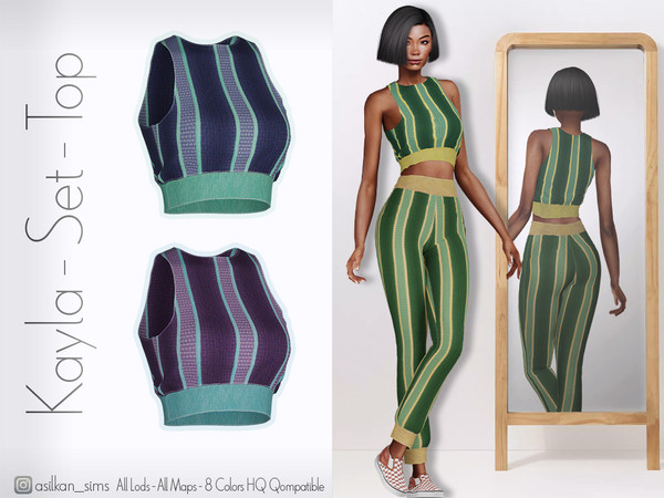 Sims 4 — Kayla Set Top - ACN 633 by Asilkan — - 8 Colors