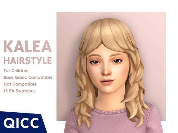 Sims 4 — Kalea Hair by qicc — A messy hair with curtain bangs. - Maxis Match