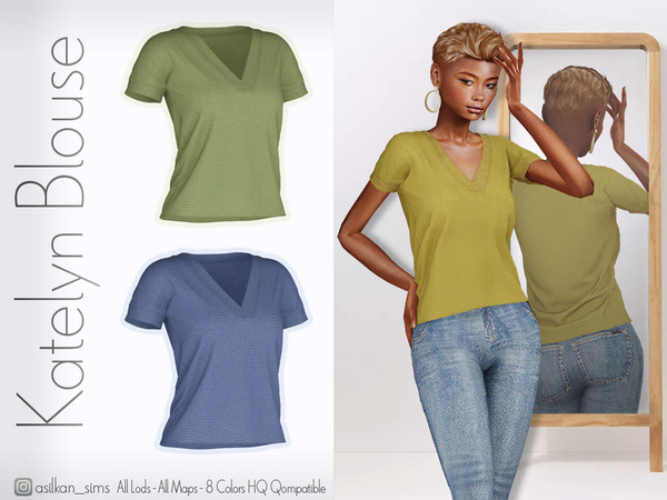 Sims 4 — Katelyn Blouse - ACN 635 by Asilkan — - 8 Colors