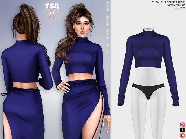 Sims 4 — MIDNIHGT SET-597 (TOP) BD1524 by busra-tr — 10 colors Adult, Elder, Teen, Young Adult