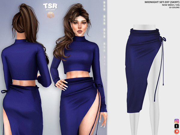 Sims 4 — MIDNIGHT SET-597 (SKIRT) BD1525 by busra-tr — 10 colors Adult, Elder, Teen, Young Adult