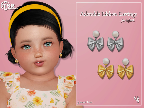 Sims 4 — Adorable Ribbon Earrings for infant by WisteriaSims — - FOR INFANT - NEW MESH - GIRLS - Earrings Category