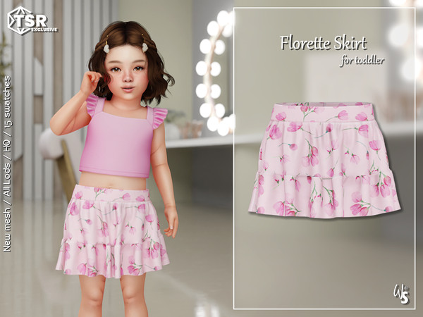 Sims 4 — Florette Skirt for toddler by WisteriaSims — - FOR TODDLER - NEW MESH - GIRLS - Clothing Bottom Category