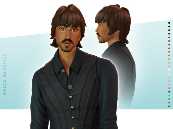 Sims 4 — Mosco Hairstyle by simcelebrity00 — This medium-length shaggy hairstyle comes in the 24 EA hair colors and is