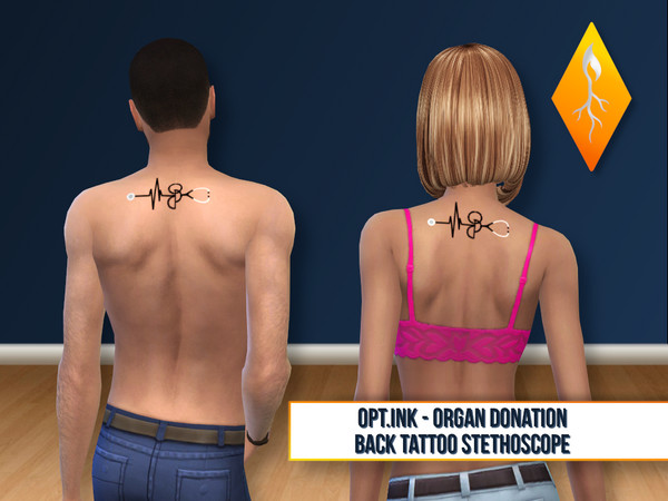 Sims 4 — CRPSdesign - OptInk Back tattoo - stethoscope by Stephanie_Mey1991 — This set contains 4 designs of the official