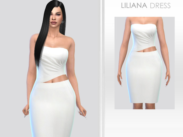 Sims 4 — Liliana Dress by Puresim — White dress for female sims