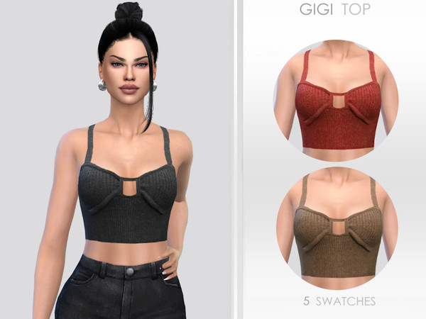 Sims 4 — Gigi Top by Puresim — Female top in 5 swatches.