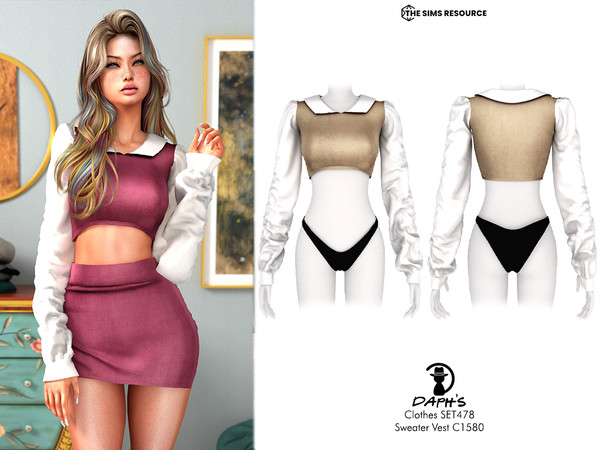 Sims 4 — Clothes SET478 - Sweater Vest C1580 by Daph's — 7 Swatches