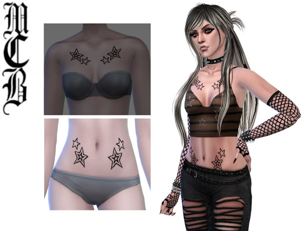 Sims 4 — Stars Stomach Tattoo by MaruChanBe2 — Star tattoos for your cuties.