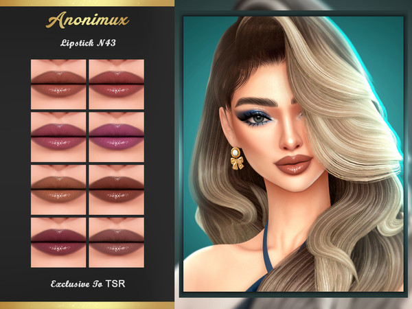 Sims 4 — Lipstick N43 by Anonimux_Simmer — - 8 Swatches