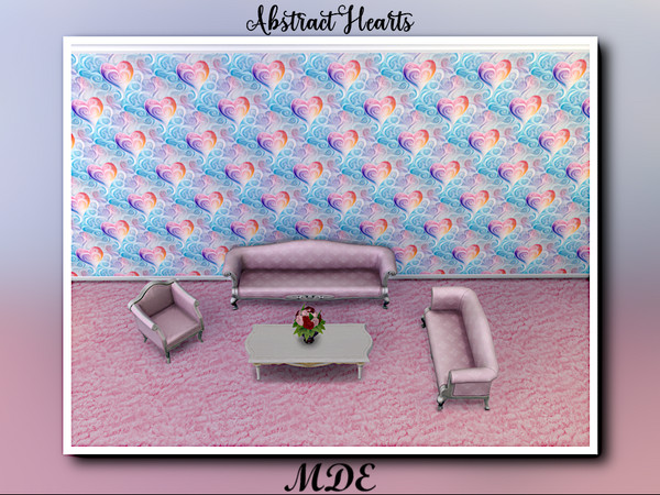 Sims 4 — Abstract Hearts Wallpapers by MDE — Immerse yourself in the vibrant and abstract world of hearts, where emotions