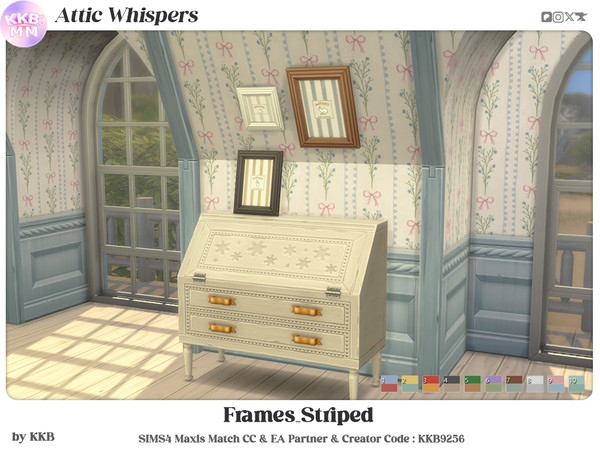 Sims 4 — KKB'sMM_Attic Whispers_Frames_Striped L by KKB'sMM — This is a series of frames from the Attic Whispers set.