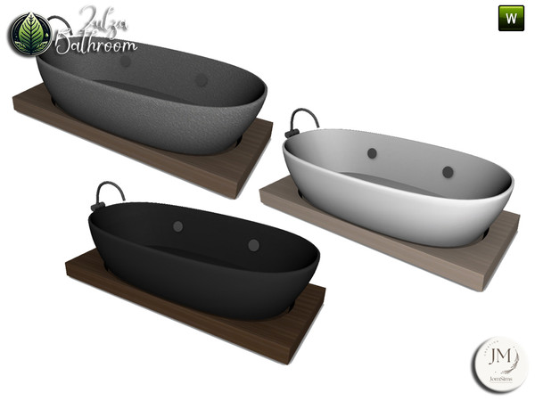 Sims 4 — zulza bathroom tub by jomsims — Natural wood bathroom set with modern bathtub,