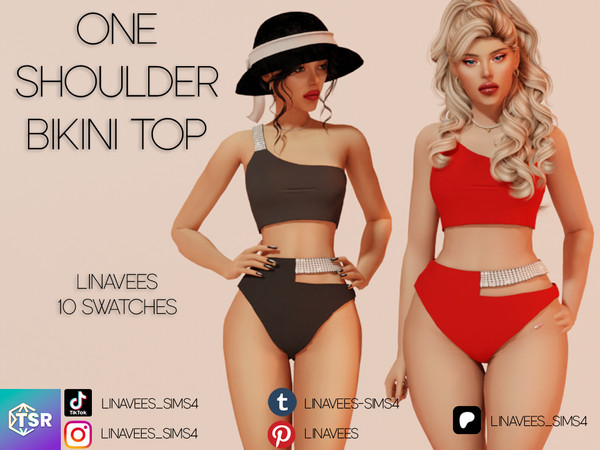 Sims 4 — EMORY - ONE-SHOULDER BIKINI TOP by linavees — New Mesh